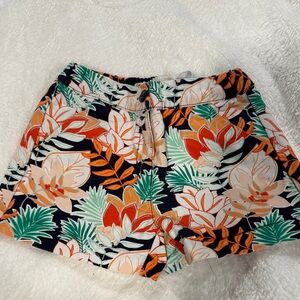Janie and Jack Kids Floral Shorts - Orange, Green, Black